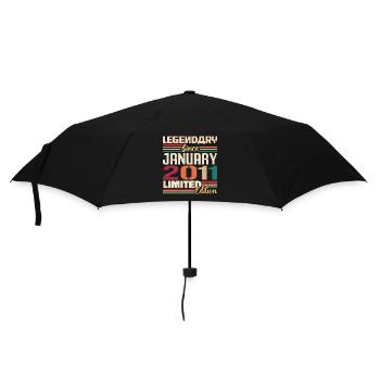 Geburtstagsgeschenk Geboren Im Januar 2011 - 2011 - Regenschirm (klein) - Schwarz - Vorne