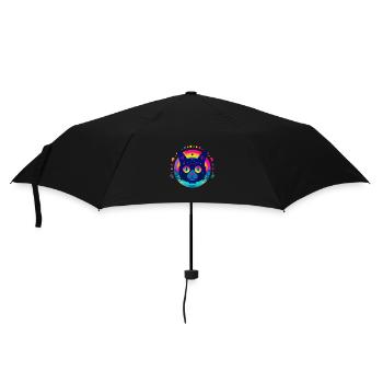 Flat Icon Cat Rainbow - Regenschirm (klein) - Schwarz - Vorne