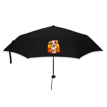 Cute puppy with leaves and pumpkins - Umbrella (small) - black - Front