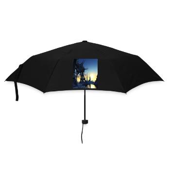 Science Fiction Stadt Zukunft - Regenschirm (klein) - Schwarz - Vorne