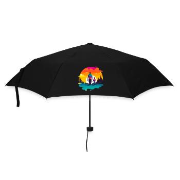 Father and son in front of sunset - Umbrella (small) - black - Front