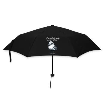Wo bleibt mein Fischbrötchen Coole Möwe Spruch - Regenschirm (klein) - Schwarz - Vorne