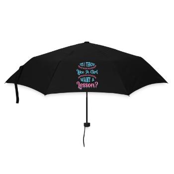 Ja Ich werfe wie ein Mädchen, will Eine Lektion - Regenschirm (klein) - Schwarz - Vorne