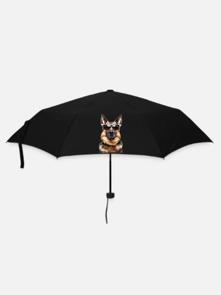 Hund Schäferhund Sonnenbrille - Regenschirm (klein) - Schwarz