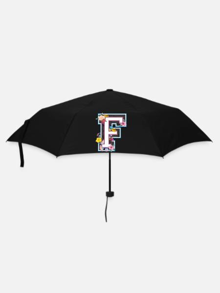 Buchstabe F im varsity Stil - Regenschirm (klein) - Schwarz