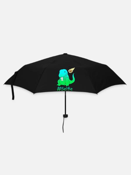 Lustiger Selfie Dinosaurier - Regenschirm (klein) - Schwarz