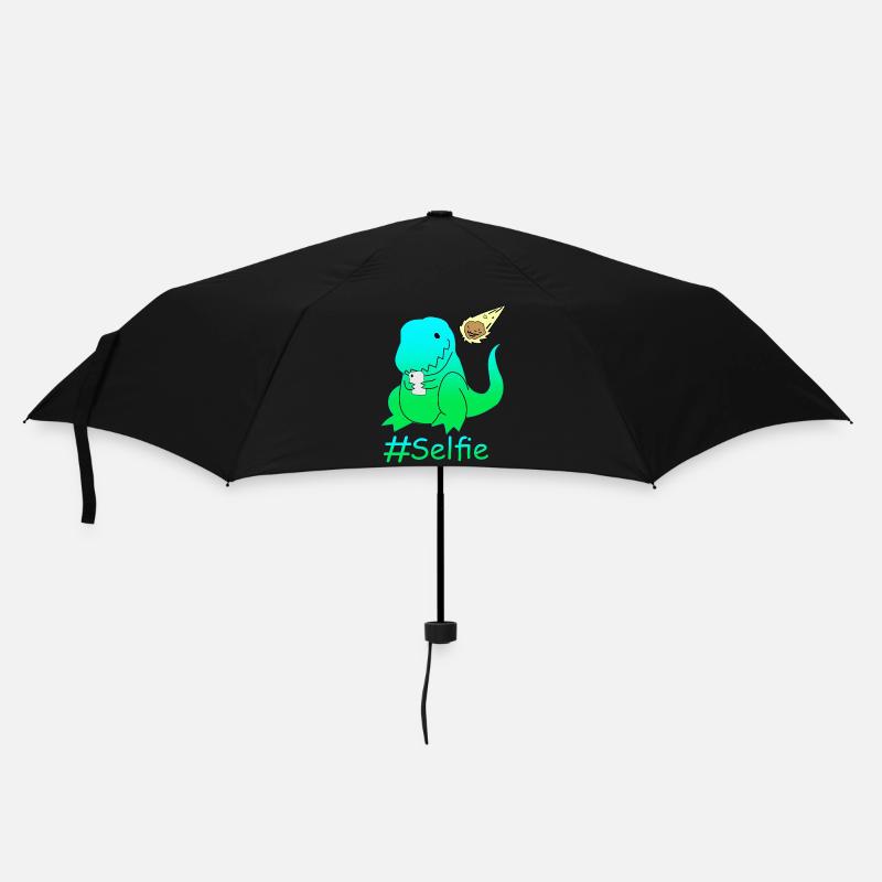 Lustiger Selfie Dinosaurier - Regenschirm (klein) - Schwarz