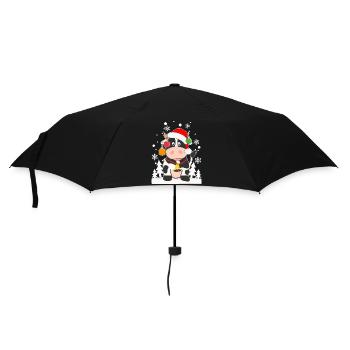 Lustige Kuh Schneeflocken Weihnachtsbaumkugeln - Regenschirm (klein) - Schwarz - Vorne