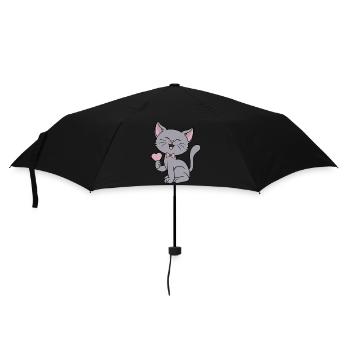 Cat Heart Love Funny Cats Couples Valentine's Day - Umbrella (small) - black - Front