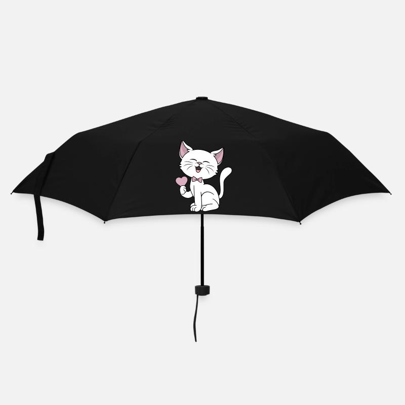 Chat Drôle Cœur Chats Amour Couples Saint-Valentin - Parapluie standard - noir