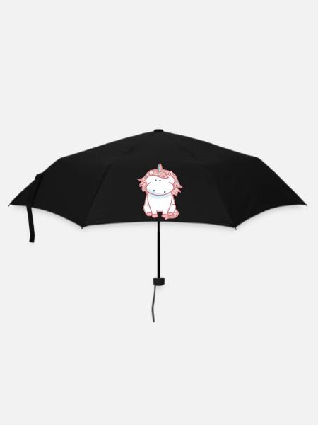 Licorne Rose (b) - Parapluie standard - noir