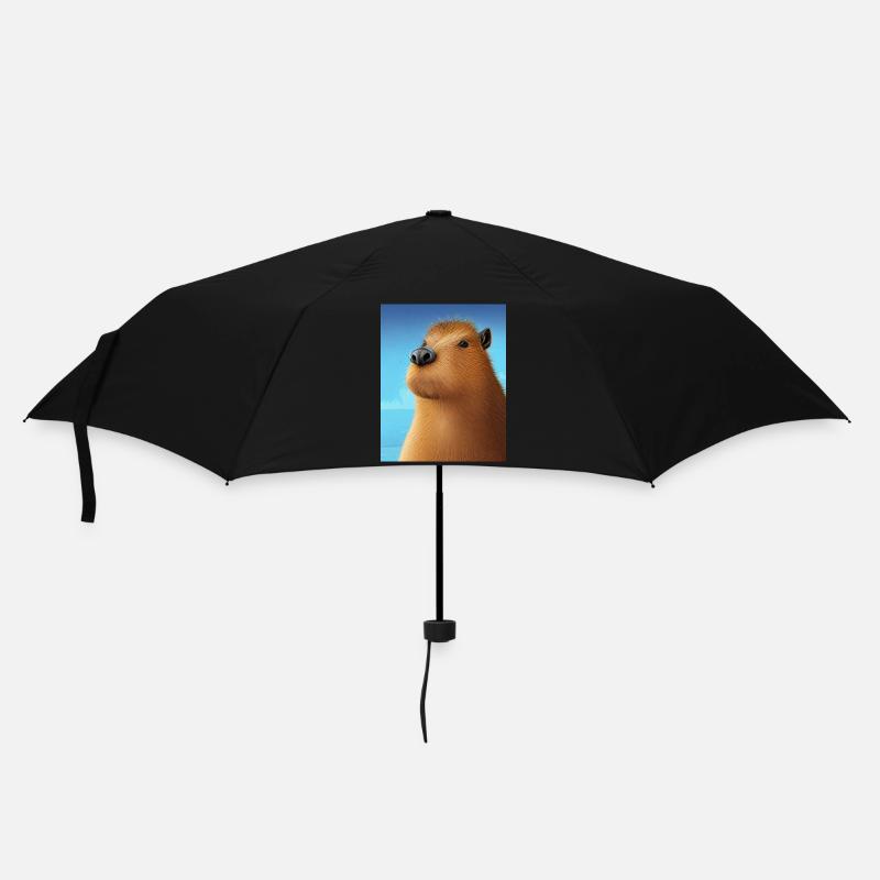 Cooles Comic-Porträt von Capybara - Regenschirm (klein) - Schwarz