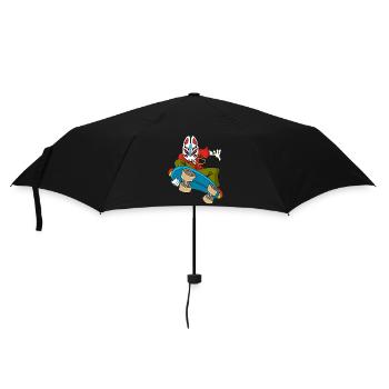Renard étrange en skateboard - Parapluie standard - noir - Devant