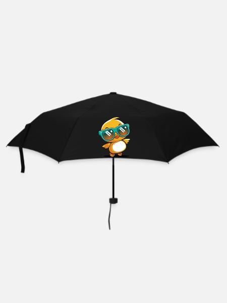 Kawaii Süße glückliche bunte Ente mit Sonnenbrille - Regenschirm (klein) - Schwarz