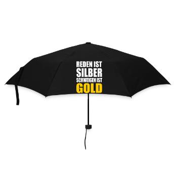 reden ist silber schweigen ist gold - Regenschirm (klein) - Schwarz - Vorne