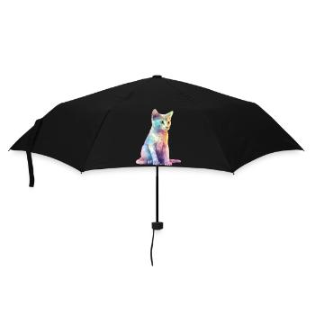 Miki, die bunte Katze - Regenschirm (klein) - Schwarz - Vorne