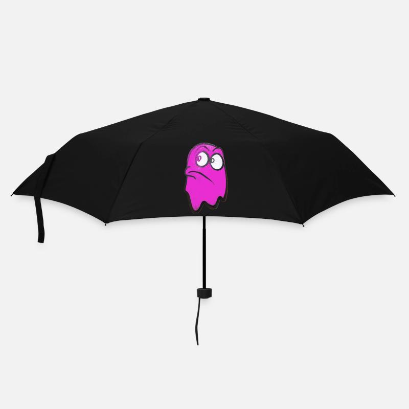 Funny grim-looking ghost in pink - Umbrella (small) - black