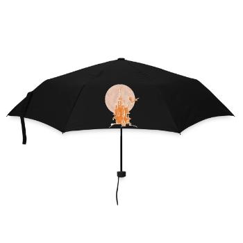 Château, Boho Line Art Design, Série « Halloween » - Parapluie standard - noir - Devant