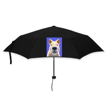 super cute white Capybara painting fluffy animal - Umbrella (small) - black - Front