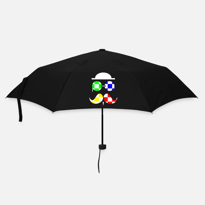 Checkered hipster in white - Parapluie standard - noir