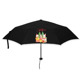 Festive Christmas Snowmen and Presents Design - Umbrella (small) - black - Front