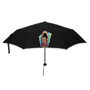 Sarg / Letzte Ruhestätte / Erde / Bestattung - Regenschirm (klein) - Schwarz - Vorne