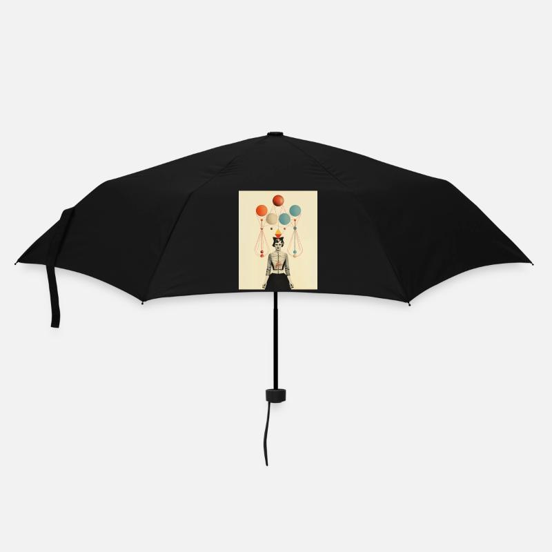 Denkende Zirkusdame Papiercollage - Regenschirm (klein) - Schwarz