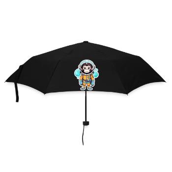 Affe Astronaut Illustration - Regenschirm (klein) - Schwarz - Vorne