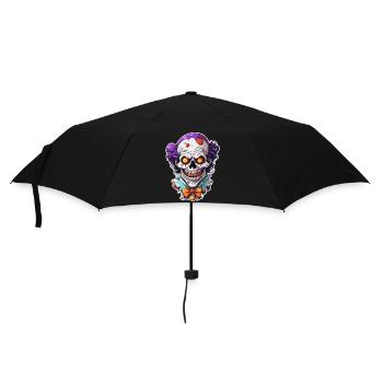 Clown / Zirkus / Fasching / Karneval / verspielt - Regenschirm (klein) - Schwarz - Vorne