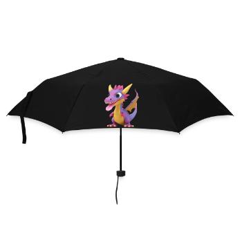 Ein niedliches Drachen Monster mit langer Zunge - Regenschirm (klein) - Schwarz - Vorne
