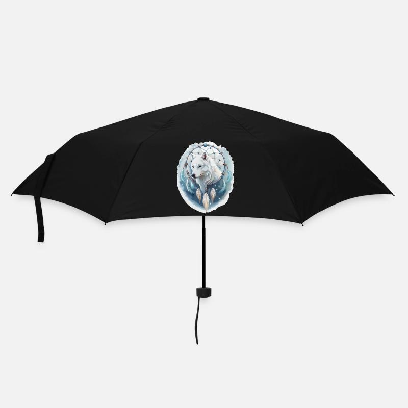 Wolf im Traumfänger - Mystisches Design. - Regenschirm (klein) - Schwarz