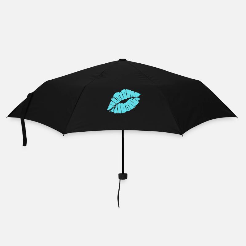 Smooch Blauer Lippenstift Kiss Mark Love Statement T-Shirt - Regenschirm (klein) - Schwarz