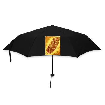 a feather with intricate patterns and colors - Umbrella (small) - black - Front