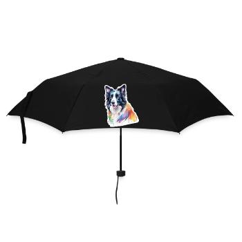 Border Collie Watercolors - Umbrella (small) - black - Front
