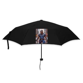 Dinos living Today police officer in a big city - Umbrella (small) - black - Front