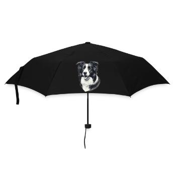 Border Collie Niedlich Hund schwarz weiß - Regenschirm (klein) - Schwarz - Vorne