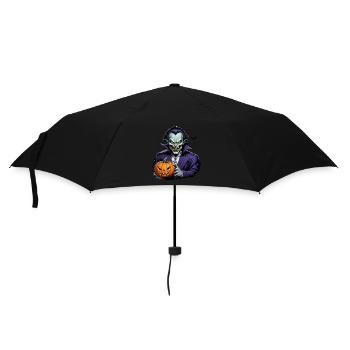 Vampire d’Halloween avec citrouille et chauves-souris - Parapluie standard - noir - Devant