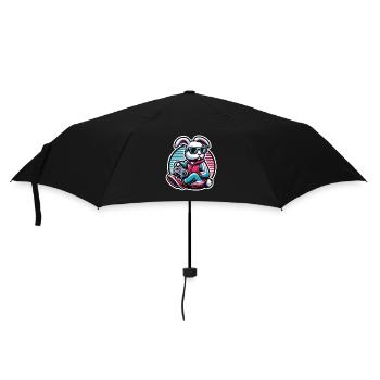 Lässiger Gamer-Hase Mit Controller - Regenschirm (klein) - Schwarz - Vorne