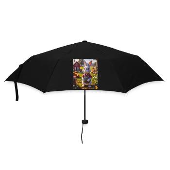 super cute animals on a farm – rabbit - Umbrella (small) - black - Front