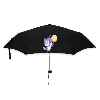 Wolf Geburtstag Comic - Regenschirm (klein) - Schwarz - Vorne