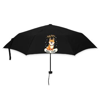 Shiba Dog célèbre le réveillon du Nouvel An dans les lumières de Noël - Parapluie standard - noir - Devant