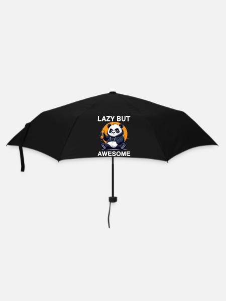 Cartoon Panda mit Energy Drink Faul, aber genial - Regenschirm (klein) - Schwarz
