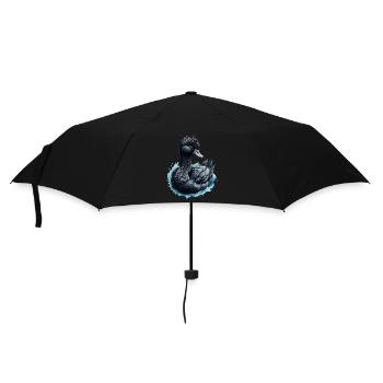 Der schwarze Schwan und die blaue Rose - Regenschirm (klein) - Schwarz - Vorne