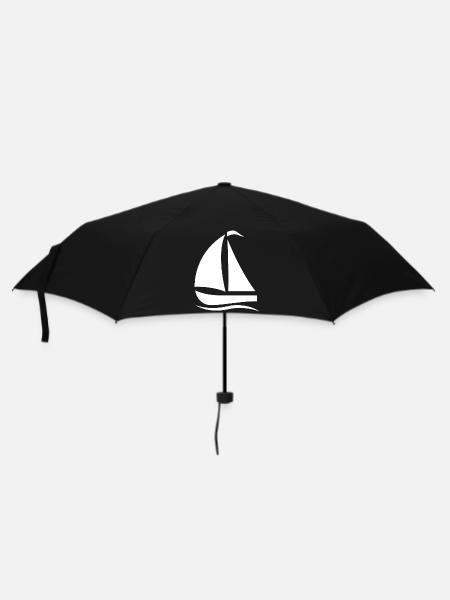 Minimalistische Segelboot Silhouette Nordsee - Regenschirm (klein) - Schwarz