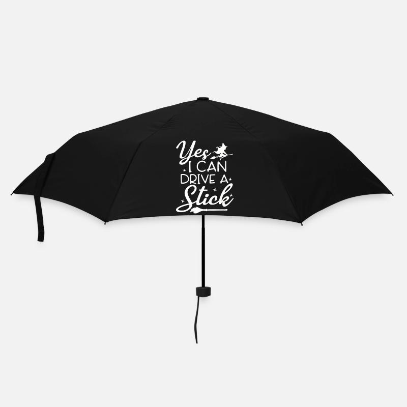 Whimsical Witch Riding Broom Illustration - Umbrella (small) - black