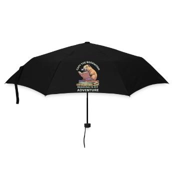 Capybara reading between stacks of books - Umbrella (small) - black - Front