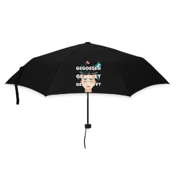 Gegossen, geatmet, geschafft - Motivationsspruch  - Regenschirm (klein) - Schwarz - Vorne