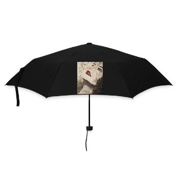 Expressionist Portrait with Blue Gaze - Umbrella (small) - black - Front
