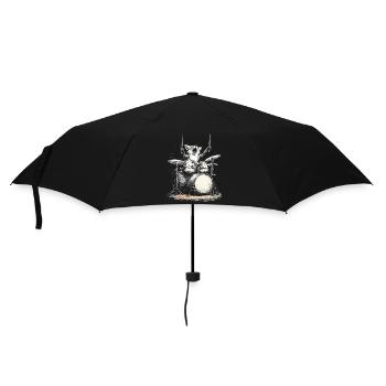 Fuchs Schlagzeug Drummer Musik Rock Wildtier - Regenschirm (klein) - Schwarz - Vorne