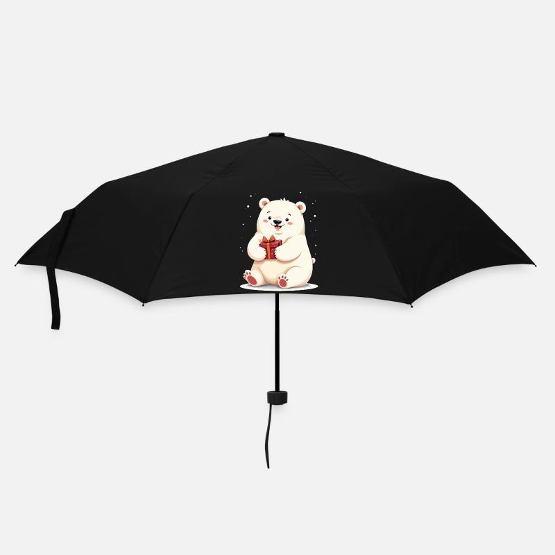 Niedlicher Eisbär mit Geschenkillustration - Regenschirm (klein) - Schwarz